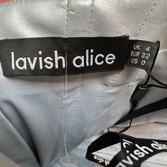 Lavish Alice Silver Metallic Vegan Leather Corset Mini Dress New Sz 0 - Picture 11 of 16